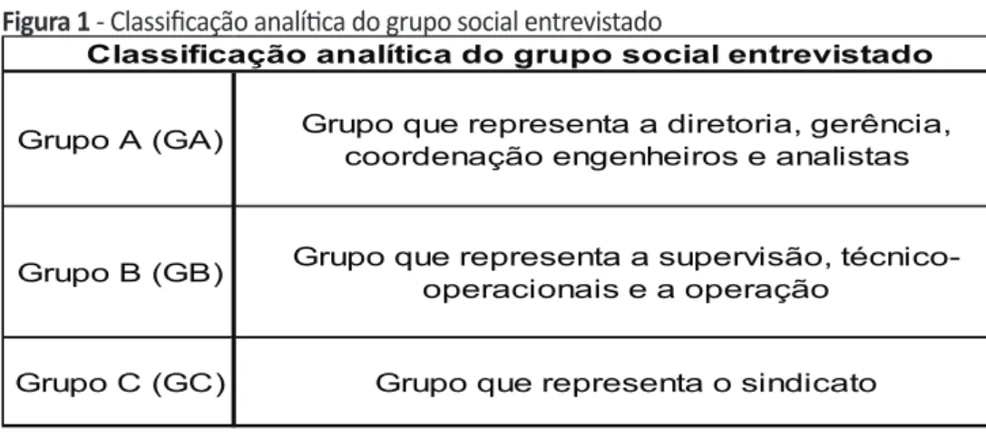 Figura 1 - Classiﬁ cação analíti ca do grupo social entrevistado