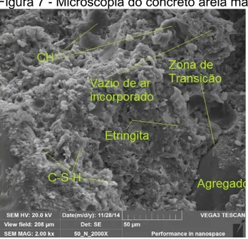 Figura 7 - Microscopia do concreto areia macharia, 50 μm aos 28 dias 