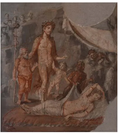 FIGURA 1 – Pintura Parietal - Afresco de Dionísio e sua entourage descobrindo  Ariadne adormecida – Museo Archeologico Nazionale di Napoli - MANN 9271 10