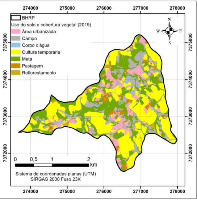 Figura 2. Mapa de uso do solo e cobertura vegetal da BHRP de 2019. 