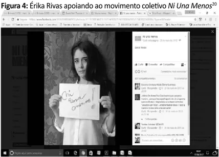 Figura 4: Érika Rivas apoiando ao movimento coletivo Ni Una Menos 20