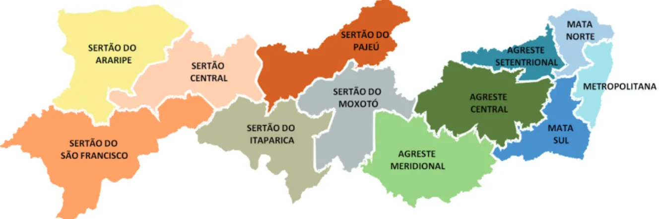 Figura 1. Regiões de desenvolvimento de Pernambuco.