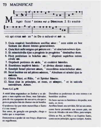 Figura 1: Magnificat –  Melodia gregoriana Fonte: &lt;www.gregoriano.org.br&gt;.