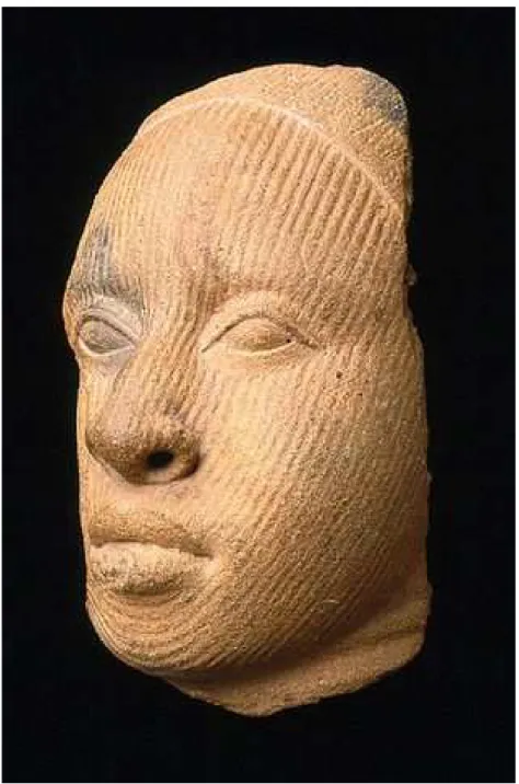 Figura 3 - Fragmento de uma cabeça, Ifé Ioruba, 1100-1500 – Terracota1 Fonte:2006/09/fragment-of-a-head-nigeria-ife-yoruba - 1100-1500-terra-cotta.