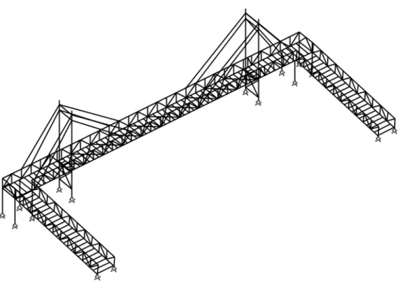 Figura 3 – Modelo unifilar tridimensional da passarela. 