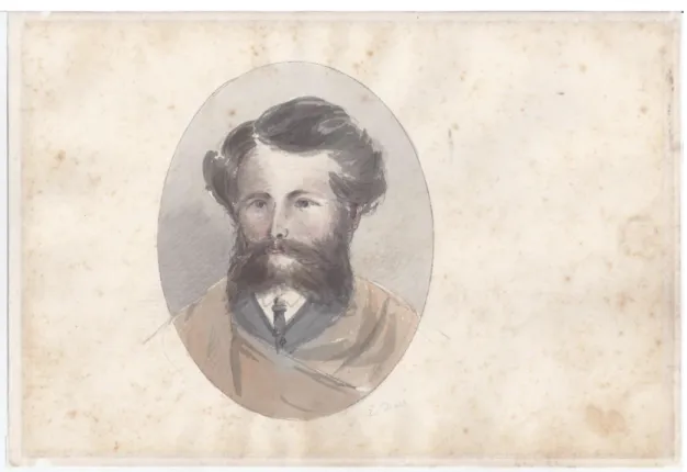 Figura 3 – Autorretrato, Eduardo de Martino, cerca de 1866, aquarela sobre papel 27,8 cm x 39 cm