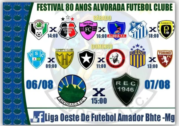 Fig. 1: Programa do festival de 80 anos do Alvorada Futebol Clube, que circulou   nas listas de Whatsapp do futebol de várzea de BH