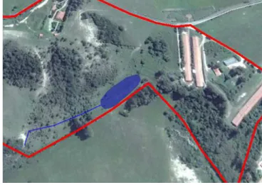 Figura  6.  Vista  de  satélite  da  propriedade  rural  “São  Judas  Tadeu”  com  possível  localização do reservatório de armazenamento de água de chuva 