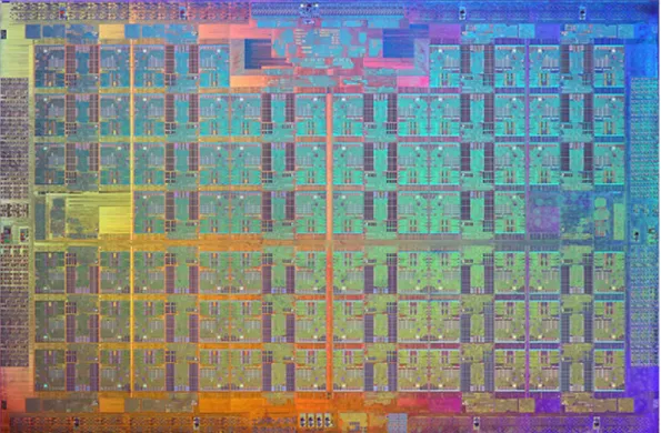 Figure 9: Intel Knights Landing Processor Die Map (from: [29])