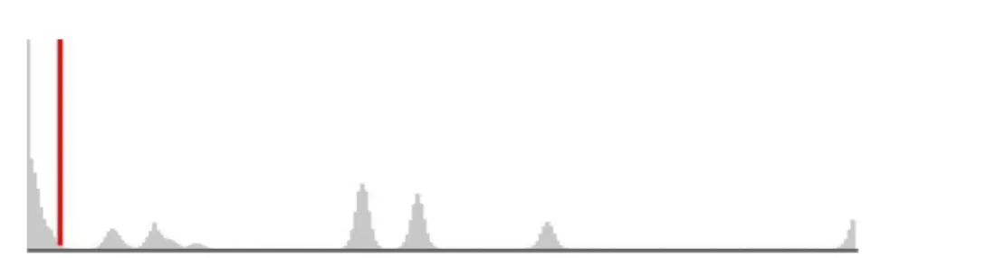 Figure 7 - Histogram from HB result with a red line on the estimated ideal threshold value