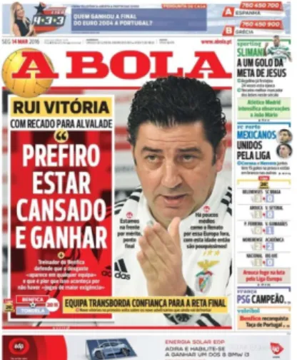 Figura 12 - Capa de A Bola a 14/03/2016