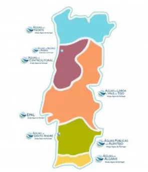 Figura 2- Empresas de abastecimento de água e saneamento de águas residuais que pertencem ao grupo AdP   (Águas de Portugal, 2015).