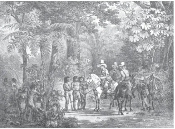 Figura 4 – Rugendas “Encontro de índios com viajantes europeus”.