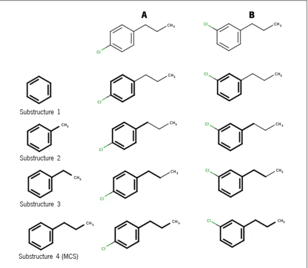 Figure 10 : Two chemicals structures with more than one common substructure. A - 1 − chloro − 4 − propylbenzene