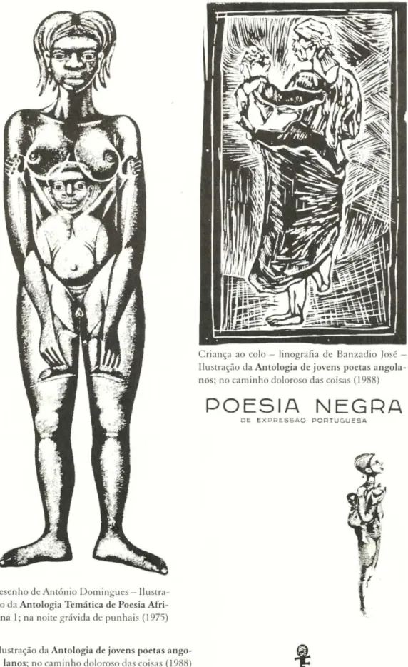 Ilustração da Antologia de  jovens poeta s ango- ango-lanos;  no cam inho do loroso das coisas (  1988) 