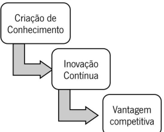 Figura 6 - Foco no conhecimento como um recurso competitivo. Adaptado de Nonaka e Takeuchi  (1995, p