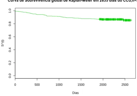 Figura 10 - Estimativa da curva de sobrevivência global do CCU de Kaplan-Meier 