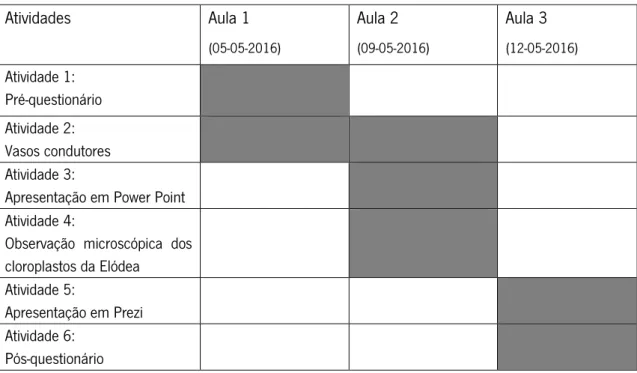 Tabela 2: Plano geral de intervenção no 2ºciclo 