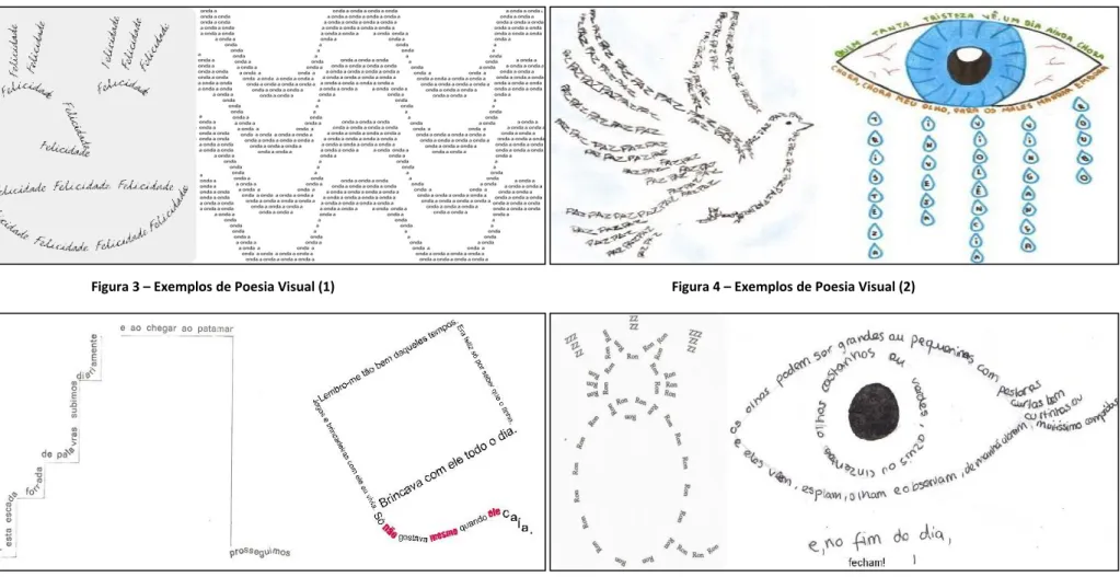 Figura 3 – Exemplos de Poesia Visual (1)  Figura 4 – Exemplos de Poesia Visual (2) 
