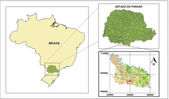 Figura 1. Localização da área de estudo, município de Clevelândia, Paraná, Brasil. 