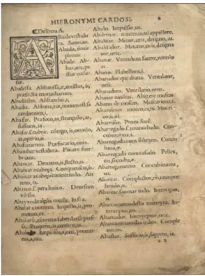 Figura 1 - Imagem retirada da versão digitalizada do Dictionarium ex lusitanico in latinum sermonem (1562) 2