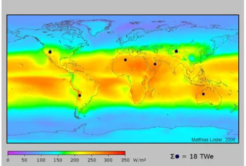 Figura 1.1-Radiacão Solar no Mundo [2].  