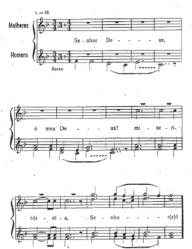 Ilustração 2 – Excerto da canção popular Misericórdia, Senhor!, (Sampaio, 1986, pp. 203-205) 