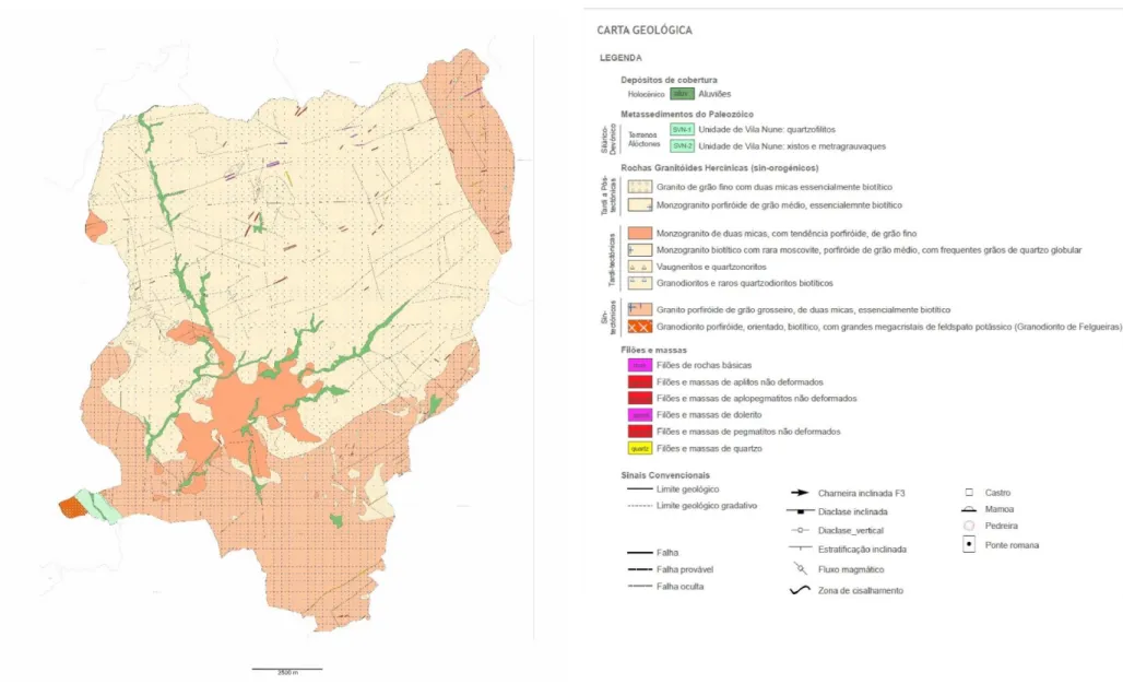 Figura 6-- Mapa geológico do concelho de Fafe, produzido pelo INETTI (2014), com a respetiva legenda.