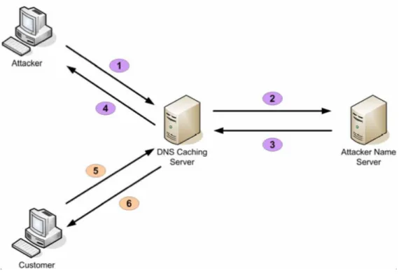 Figura 9: Processo do ataque de Pharming enquanto DNS Cache Poisoning 