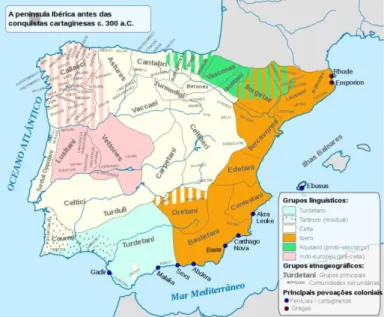 Figura 1 -Divisão territorial da Península ibérica 300 a.C
