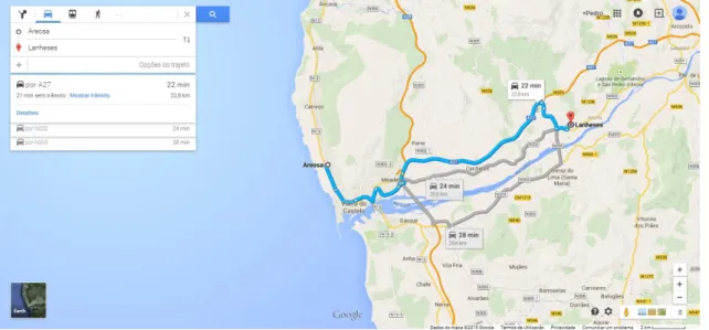 Figura 6 – Várias opções de viagens (GoogleMaps, 2015) 