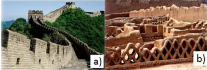 Figura 2.1: a) Muralha da China; b) Ruinas de Chan Chan no Perú [1] 