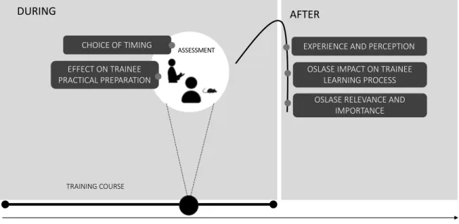 Figure  1  |  Illustration  of  focus  group  categories  and  their  relation  with  the  competence  assessment timepoint at the course