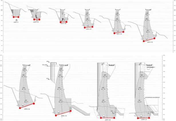 Figure 3-10 - Points and lines picked from the dam's structural project. 