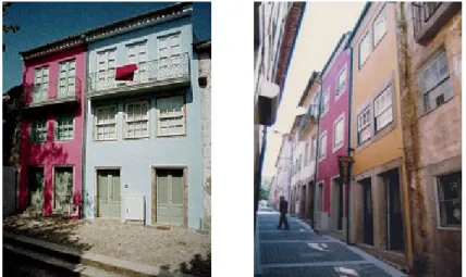Figura 7 - a) Largo de S. Paulo, n.º 5/7 e 9/11; b) Rua D. Gualdim Pais, n.º 36/38 e 40/40A  A partir de meados da década de 90 e com a adesão do município ao Programa de Reabilitação  Urbana (PRU), que contemplava o financiamento da reabilitação de edifíc