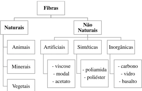 Figura 12 - Classificação dos diferentes tipos de fibras [29]. 