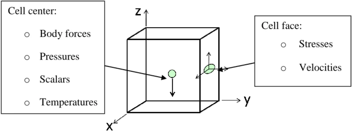 Figure 3.1 - Cell representation of scalar and vector quantities [31]