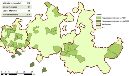 Fig. 2 – Mapping of parishes surveyed for varieties to be preserved. 