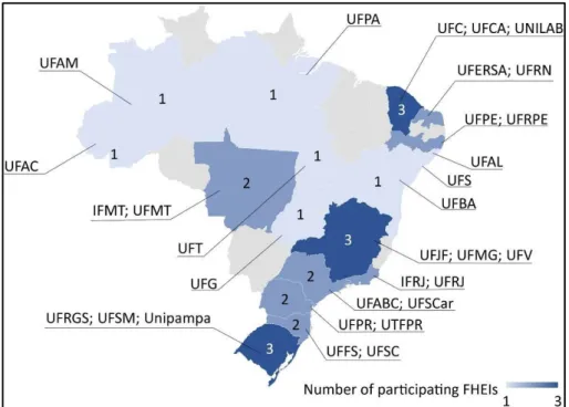Figure 5 – Distribution of the responding FHEI’s in the Brazilian territory 
