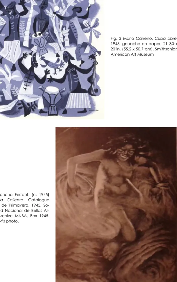 Fig. 3 Mario Carreño, Cuba Libre,  1945, gouache on paper, 21 3⁄4 x  20 in. (55.2 x 50.7 cm)