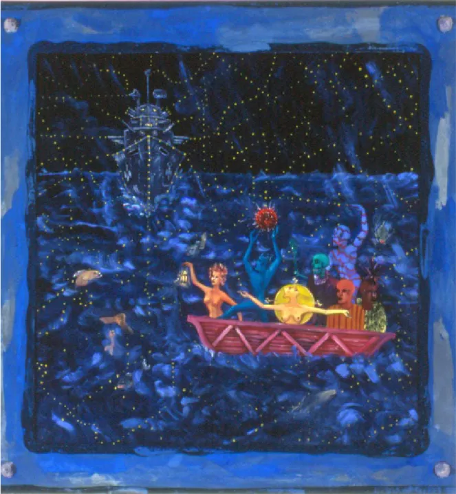 Fig. 3 Edouard Duval-Carrié, La calebasse magique (The Magic Calabash), 1997, from Série migration  (2), oil on canvas in artist’s frame, 150 x 150 cm