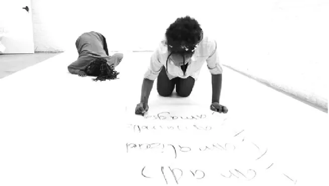 Fig. 2 Teresa Fimino and Helena Uambembe, video of performance rehearsal: 2 minutes 50