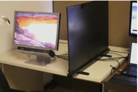 Figure 7: Setup of the system consists of 2 computers used to perform eye movement tasks