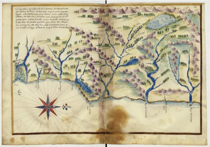 Figura  1.2  -  Primeiro  mapa  que  mostra  a  &#34;Serra  das  Esmeraldas&#34;,  1627,  elaborado  por  João  Teixeira  de  Albernaz