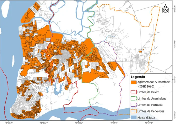 Figura 2. Mapa dos Aglomerados Subnormais da Região Metropolitana de Belém.