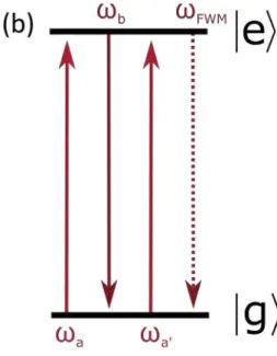 Figure 3 – Wave mixing processes described by Eq. 18 that can occur when two input waves interact in a medium characterized by a χ (3) susceptibility.