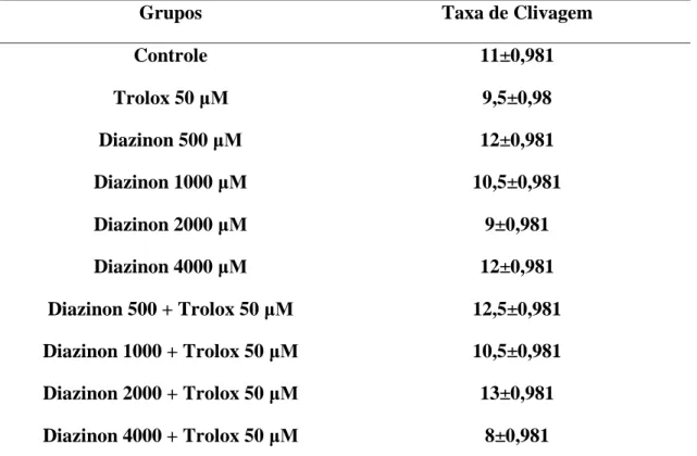 Tabela 1: Média ± EPM da taxa de clivagem (D3) de embriões bovinos em meios de maturação, 207 