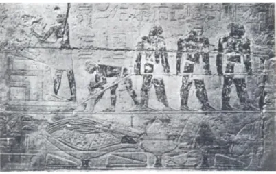 Figure 2.1 - Ancestors moving a statue with water and animal-fat lubrication[3] 