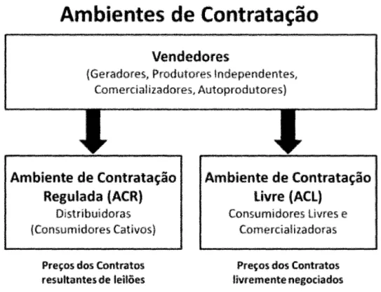 Figura 2- Ambientes de Contratação de Energia. Fonte:  CCEE, 2020. 