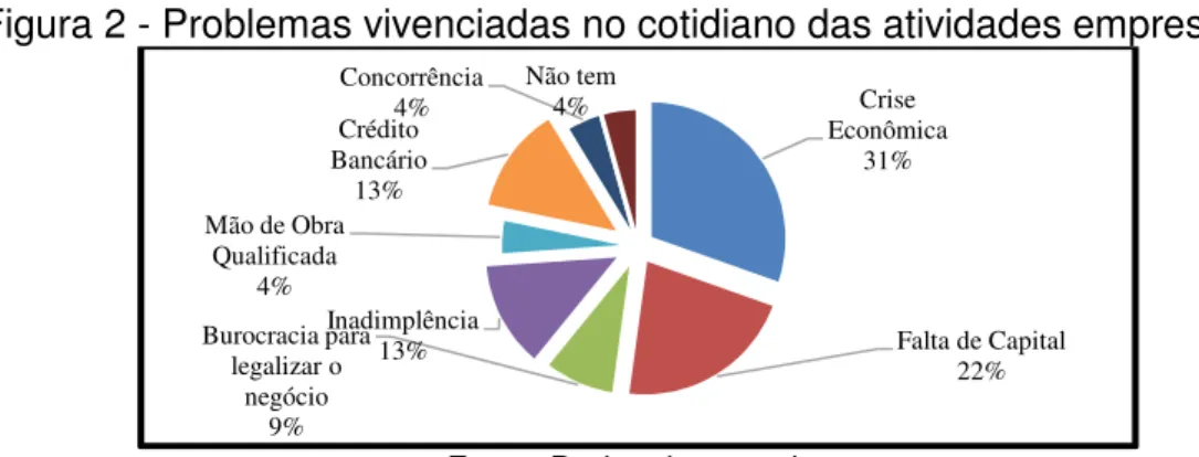 Figura 2 - Problemas vivenciadas no cotidiano das atividades empresariais 